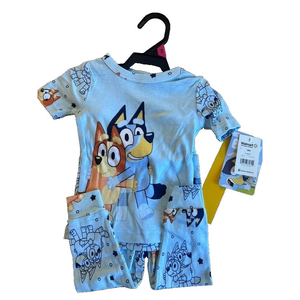 Bluey Character Toddler Snug Fit Two-Piece Sleep Set Size 18M Sleepwear Blue New